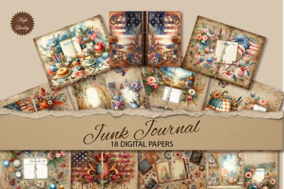 America Junk Journal Paper Backgrounds