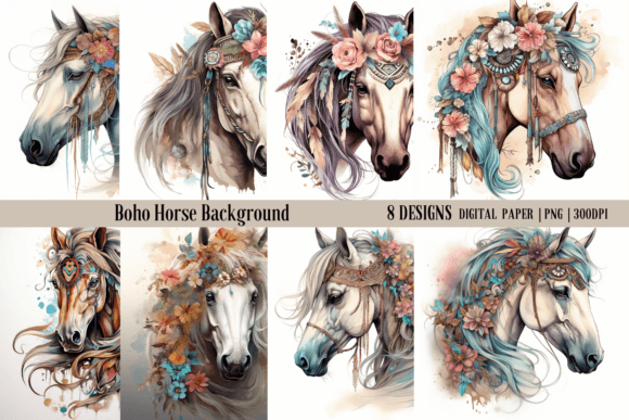 Boho Horse Backgrounds: Design Assets for Every Project