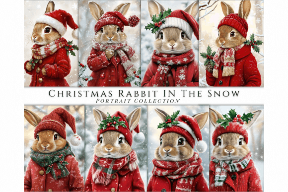 Christmas Rabbit Portrait Backgrounds: A Whimsical Design Asset