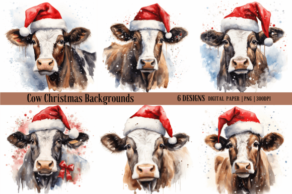 Cow Christmas Backgrounds: Festive Farmhouse Digital Art