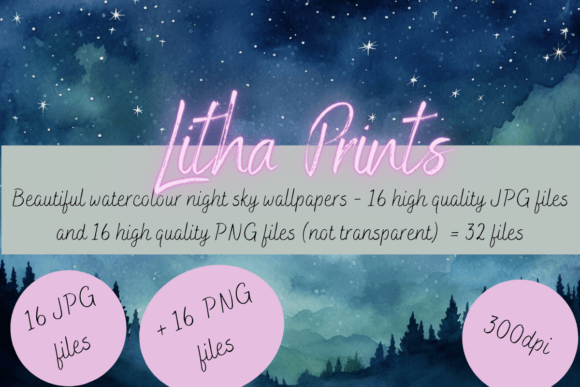 Elevate Your Designs with Watercolour Night Sky Backgrounds