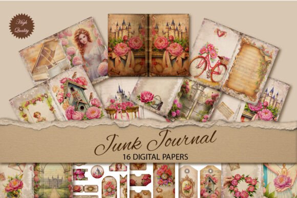 Elevate Your Projects with Peonies Junk Journal Paper Backgrounds