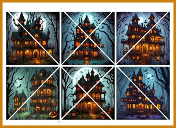 Halloween House Backgrounds: 6 Essential Designs in One Zip