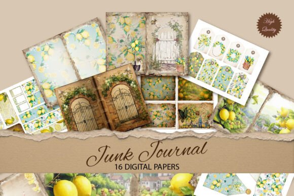 Lemons Junk Journal Paper Backgrounds: A Fresh Take on Vintage Design