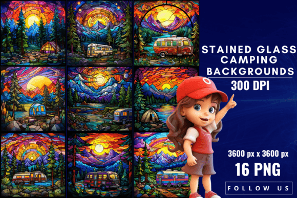 Stained Glass Camping Backgrounds: Fusing Nature with Artistry