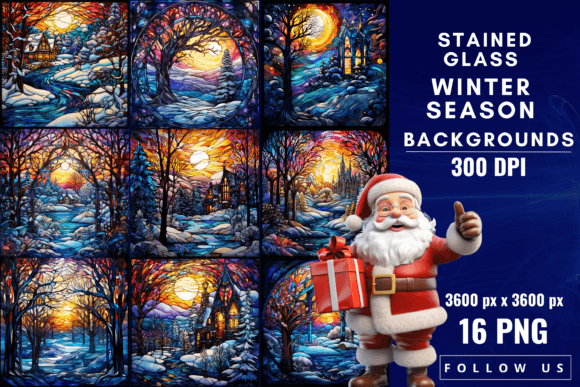 Stained Glass Winter Season Backgrounds: Frosty Elegance