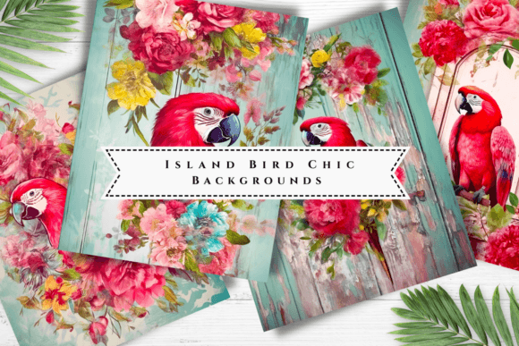 Tropical Parrot with Floral Backgrounds: A Burst of Paradise for Your Projects