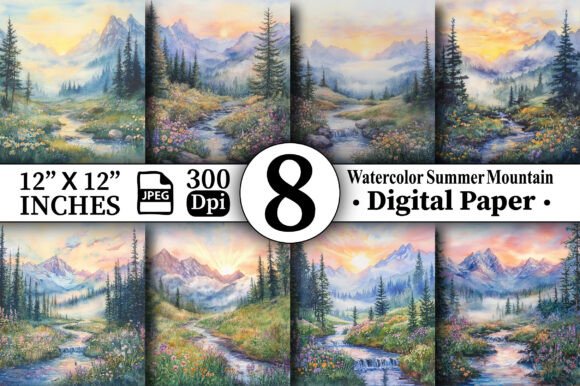 Watercolor Summer Mountain Backgrounds: A Breath of Fresh Air for Your Designs